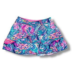 Lilly Pulitzer Luxletic Sierra Skort Skirt Women's Small True Blue Seas The Day